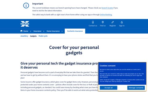 Gadget Insurance | Contents Insurance | Halifax