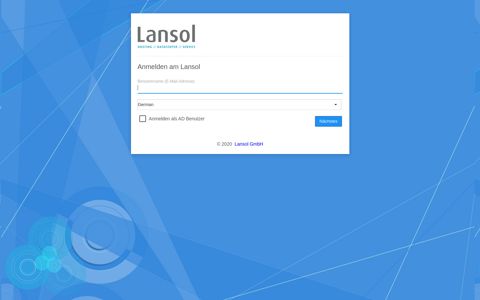 Lansol ® - Am Control Panel anmelden