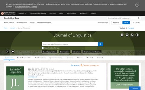 Journal of Linguistics | Cambridge Core