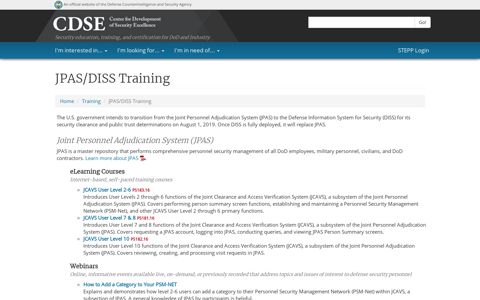 JPAS/DISS Training - CDSE