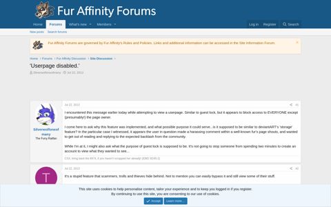'Userpage disabled.' | Fur Affinity Forums