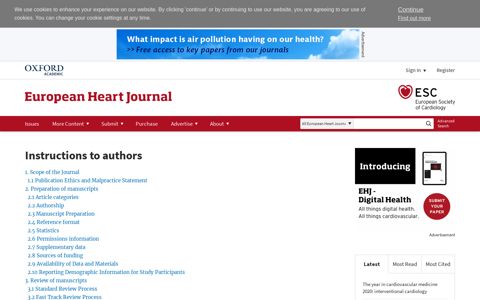 General Instructions | European Heart Journal | Oxford ...