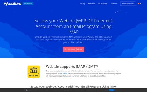 Access your Web.de (WEB.DE Freemail) email with IMAP ...