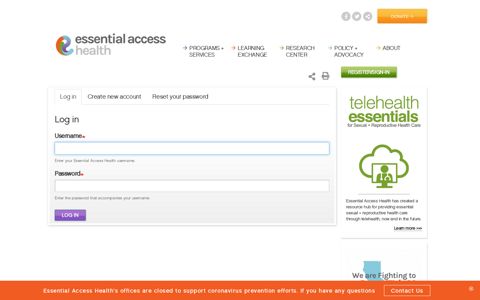 Log in | Essential Access Health