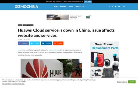 Huawei Cloud service is down in China, issue affects website ...