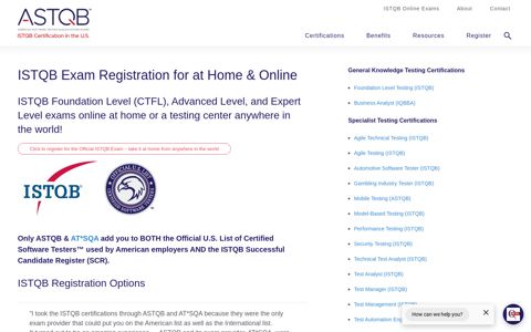 ISTQB Exam Registration for Online & Home - ASTQB: ISTQB ...