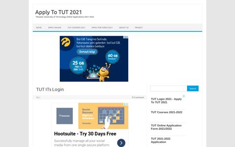 TUT ITs Login - Apply To TUT 2021