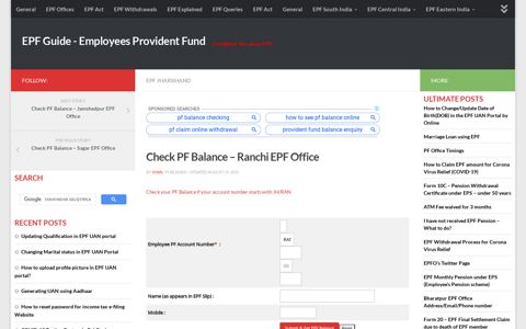 Check PF Balance - Ranchi EPF Office - EPF Guide