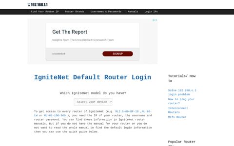 IgniteNet routers - Login IPs and default usernames ...