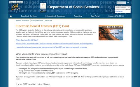 EBT Card - California Department of Social Services - CA.gov