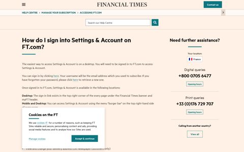 How do I sign into Settings & Account on FT.com? | Help Centre