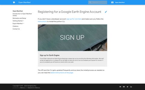 Registering for a Google Earth Engine Account - Open Manifest