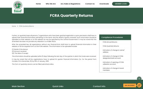 FCRA Quarterly Returns