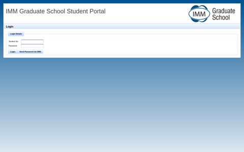 IMM Graduate School Student Portal