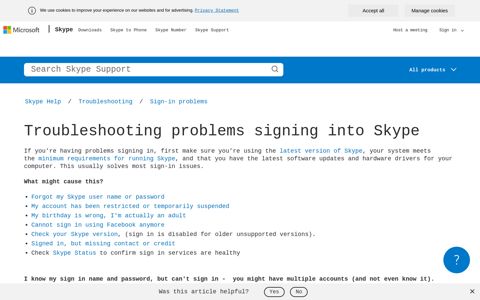 Troubleshooting problems signing into Skype | Skype Support