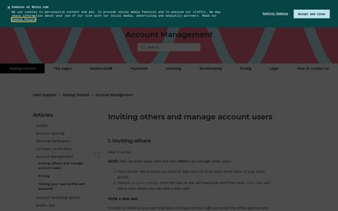 Account Management – Holvi Support