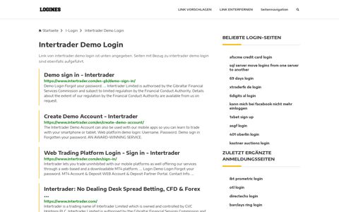Intertrader Demo Login | Allgemeine Informationen zur Anmeldung