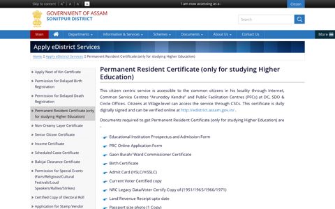 Permanent Resident Certificate (only for studying Higher ...