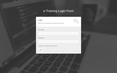 e-Training Login Form