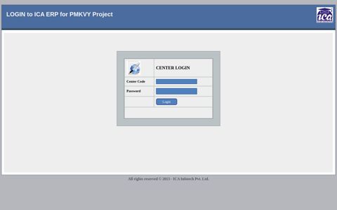 Center Login - ICA ERP for PMKVY Project