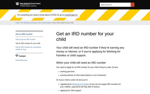 Get an IRD number for your child | New Zealand Government