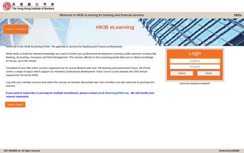HKIB eLearning for banking and financial services - User Login