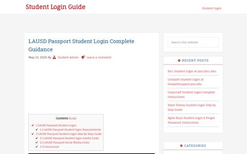 LAUSD Passport Student Login at parentportalapp.lausd.net