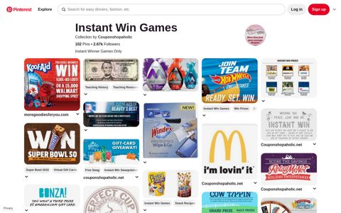 Instant Win Games - Pinterest