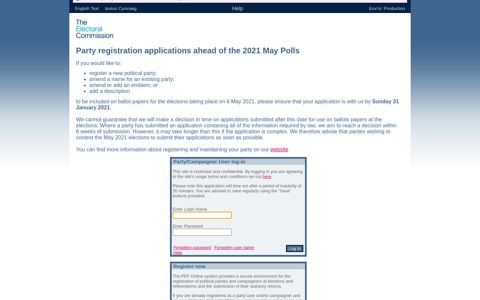 Login - The Electoral Commission