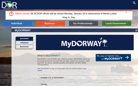 MyDORWAY - SC Department of Revenue