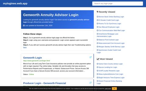 Genworth Annuity Advisor Login ~ myloginee.web.app