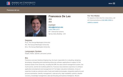 Faculty Profile: Francesco De Leo - American University