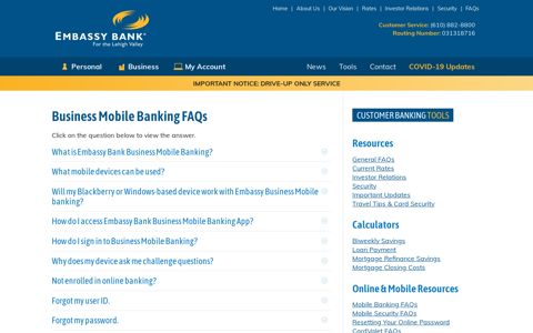 Business Mobile ... - Embassy Bank for the Lehigh Valley