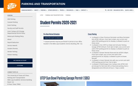 Student Permits - UTEP