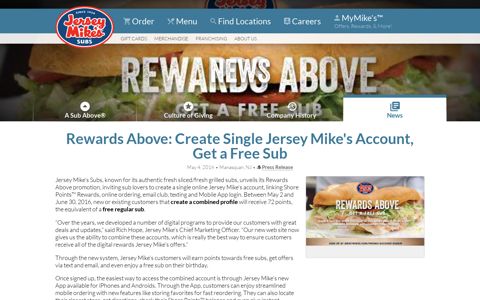 News - Rewards Above: Create Single Jersey Mike's Account ...