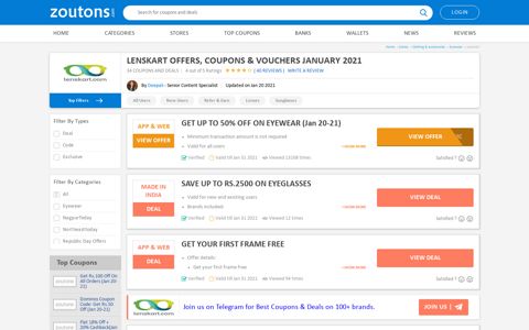 Lenskart Coupons & Offers: Buy 1 Get 1 Free Vouchers ...