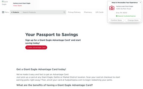 Sign up for a Giant Eagle Advantage Card® and start saving ...