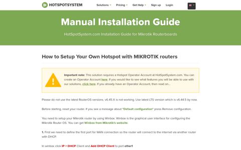 Mikrotik Hotspot Setup - HotspotSystem