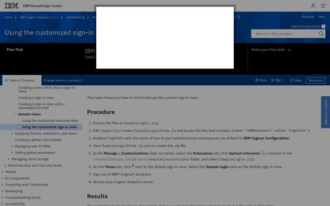 Using the customized sign-in view - IBM Knowledge Center
