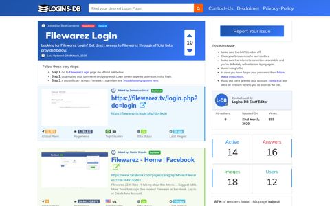 Filewarez Login - Logins-DB
