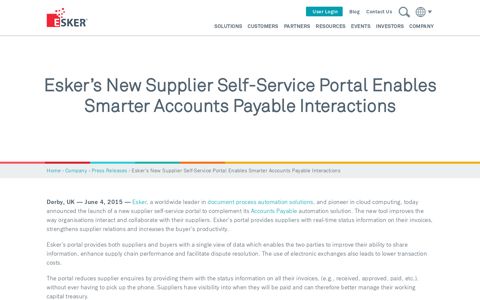 Esker's New Supplier Self-Service Portal Enables Smarter ...