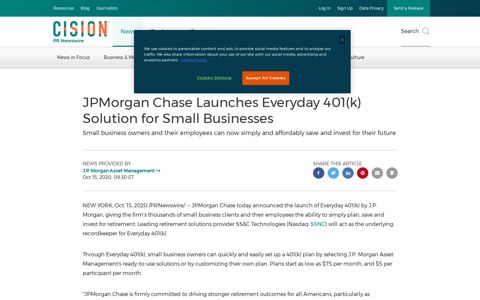 JPMorgan Chase Launches Everyday 401(k) Solution for ...