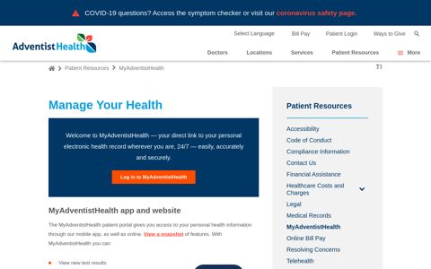 MyAdventistHealth Patient Portal | Adventist Health