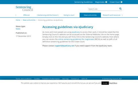 Accessing guidelines via eJudiciary – Sentencing