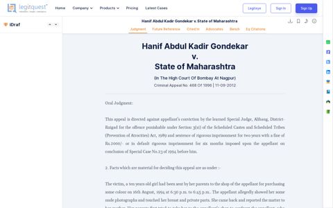 Hanif Abdul Kadir Gondekar Vs. State of Maharashtra