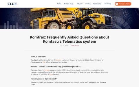 Komatsu Komtrax Telematics System: Frequently Asked ...