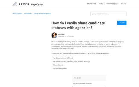 How do I easily share candidate statuses with agencies ...
