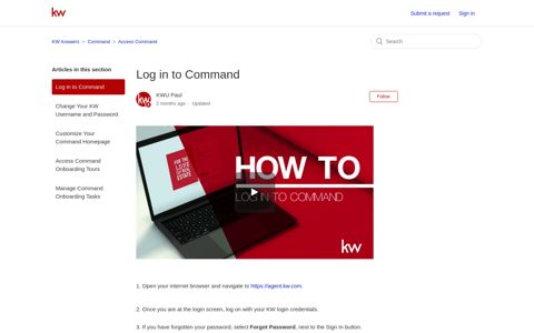 Log in to Command – KW Answers