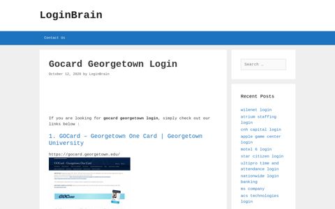 Gocard - Georgetown One Card - LoginBrain