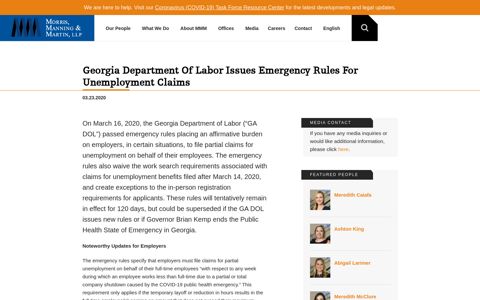 Georgia Department of Labor Issues Emergency Rules for ...
